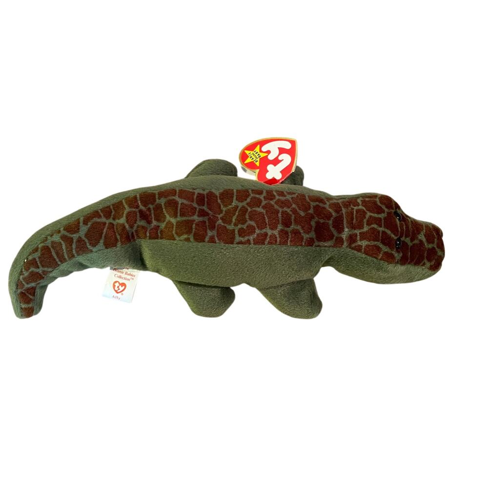 Vintage Ally Ty Beanie Baby Alligator Retired, PVC Pellets, 4th Gen, 1994, Tags